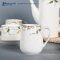 Pure White Logo Custom Fine Fine Porcelain Antique Coffee And Tea Set 15 pcs